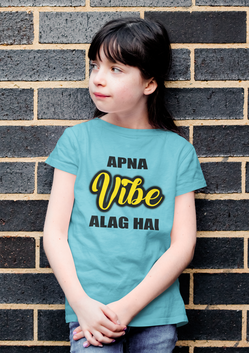 Apna Vibe Alag Hai Half Sleeves T-Shirt For Girls -KidsFashionVilla