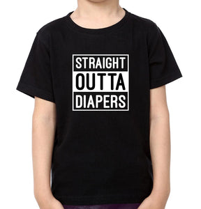 Straight outta Diapers Brother-Brother Kids Half Sleeves T-Shirts -KidsFashionVilla