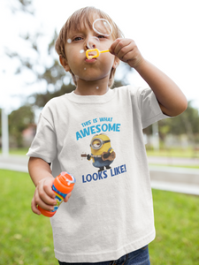 This Is What Awesome Looks Like Minion Half Sleeves T-Shirt for Boy-KidsFashionVilla