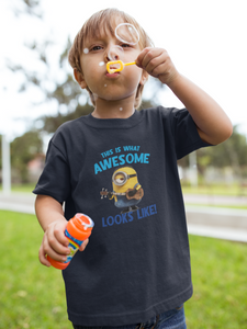 This Is What Awesome Looks Like Minion Half Sleeves T-Shirt for Boy-KidsFashionVilla