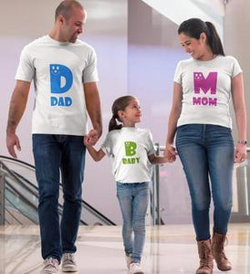 Dad Baby Mom Family Half Sleeves T-Shirts-KidsFashionVilla
