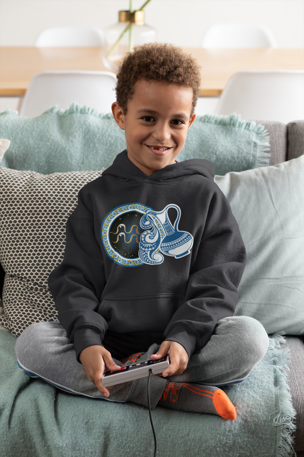 Aquarius Zodiac Sign Boy Hoodies-KidsFashionVilla