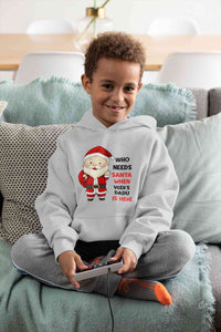 Customized Name Santa Dadu Is Here Christmas Boy Hoodies-KidsFashionVilla