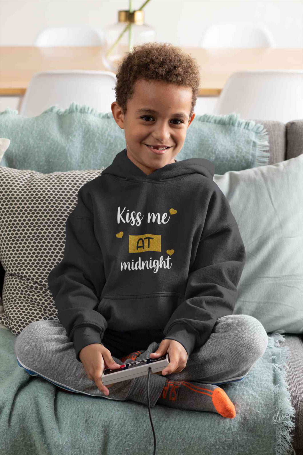 Kiss Me At Midnight Christmas Boy Hoodies-KidsFashionVilla