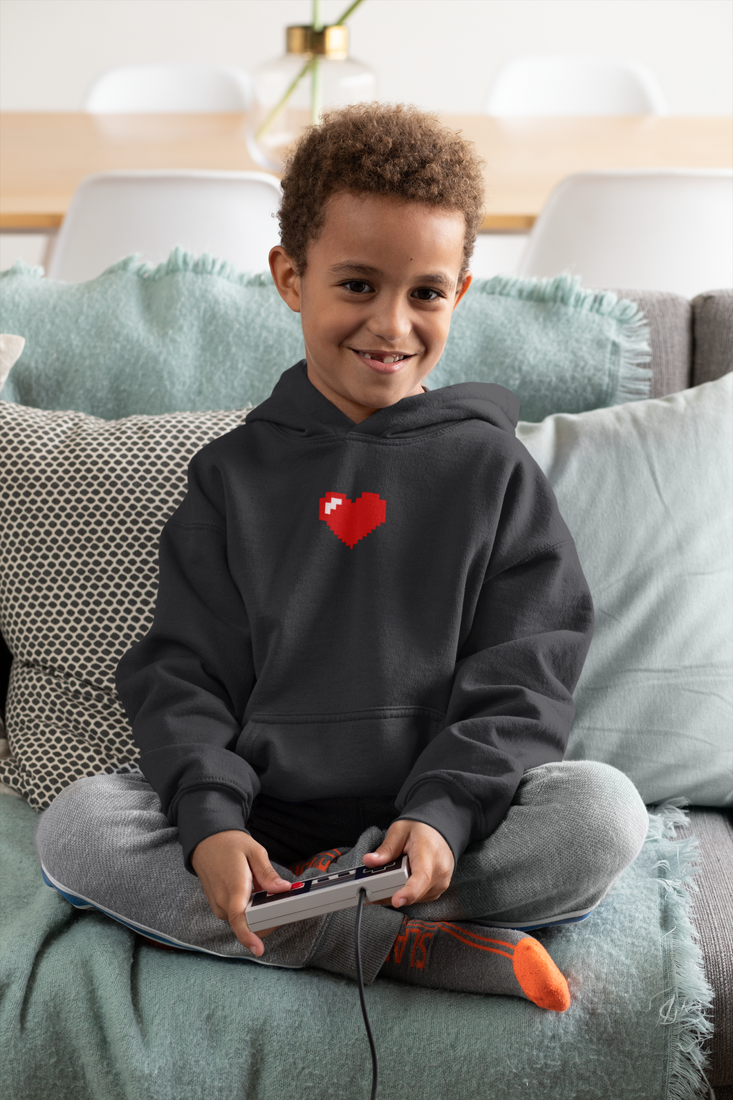 8 Bit Heart Minimal Boy Hoodies-KidsFashionVilla