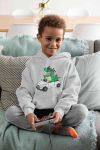 Dino Car Cartoon Boy Hoodies-KidsFashionVilla