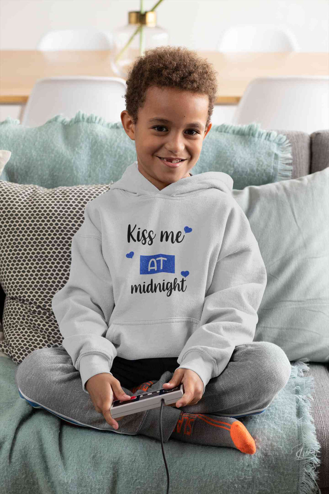 Kiss Me At Midnight Christmas Boy Hoodies-KidsFashionVilla