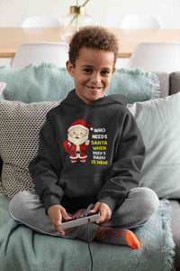 Customized Name Santa Dadu Is Here Christmas Boy Hoodies-KidsFashionVilla