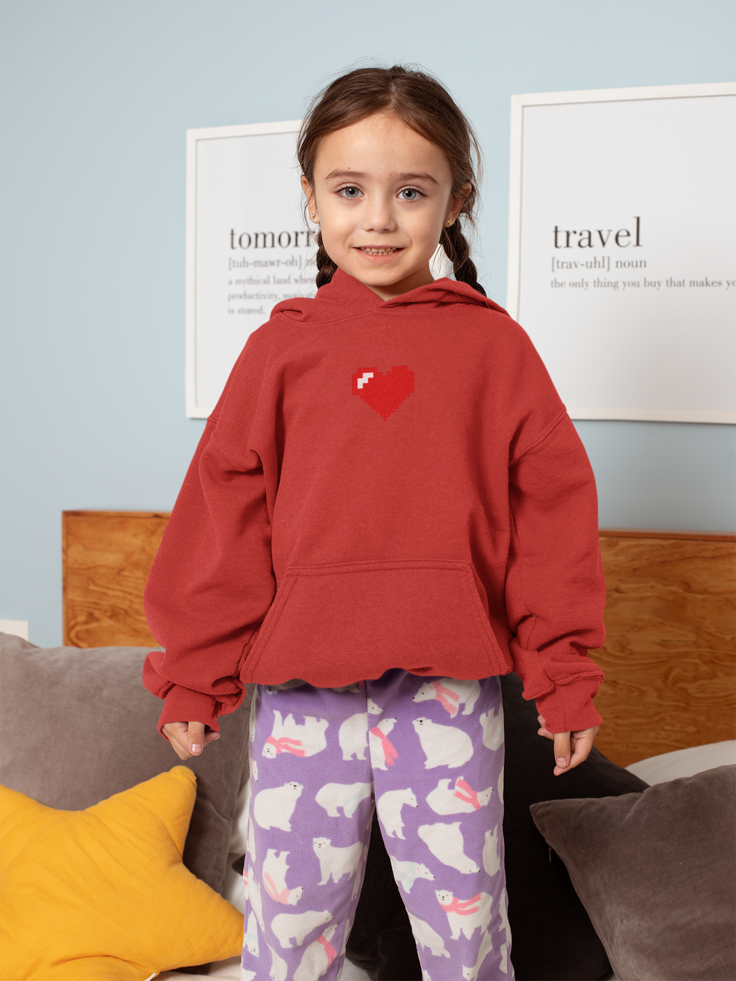 8 Bit Heart Minimal Girl Hoodies-KidsFashionVilla