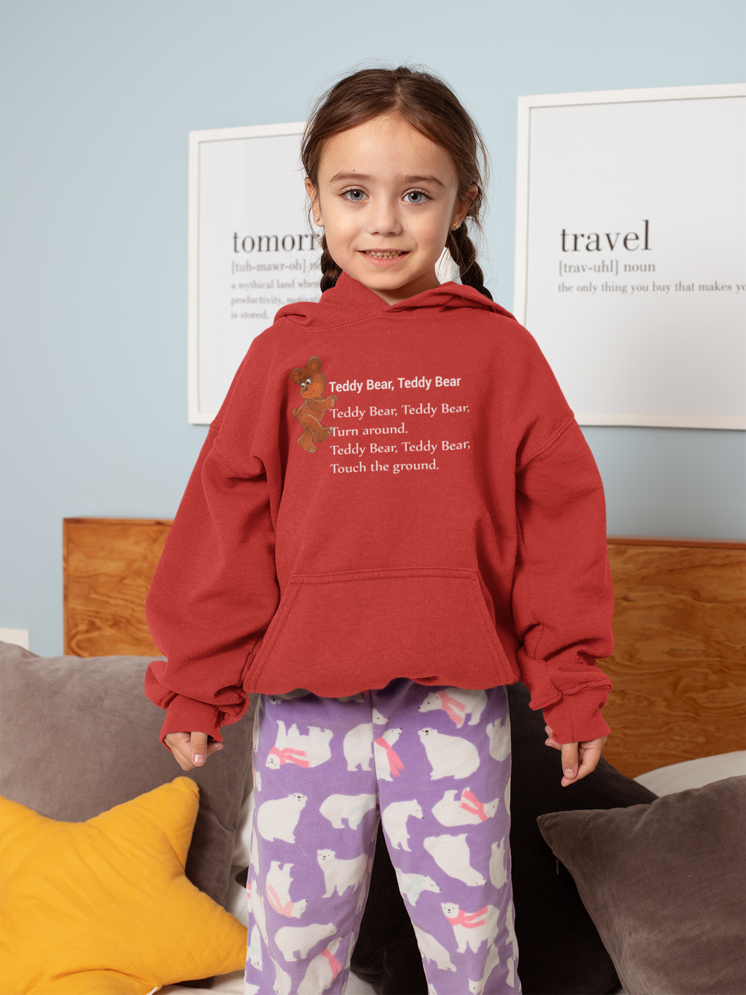 Teddy Bear Teddy Bear Poem Girl Hoodies-KidsFashionVilla