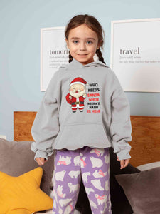 Customized Name Santa Nanu Is Here Christmas Girl Hoodies-KidsFashionVilla