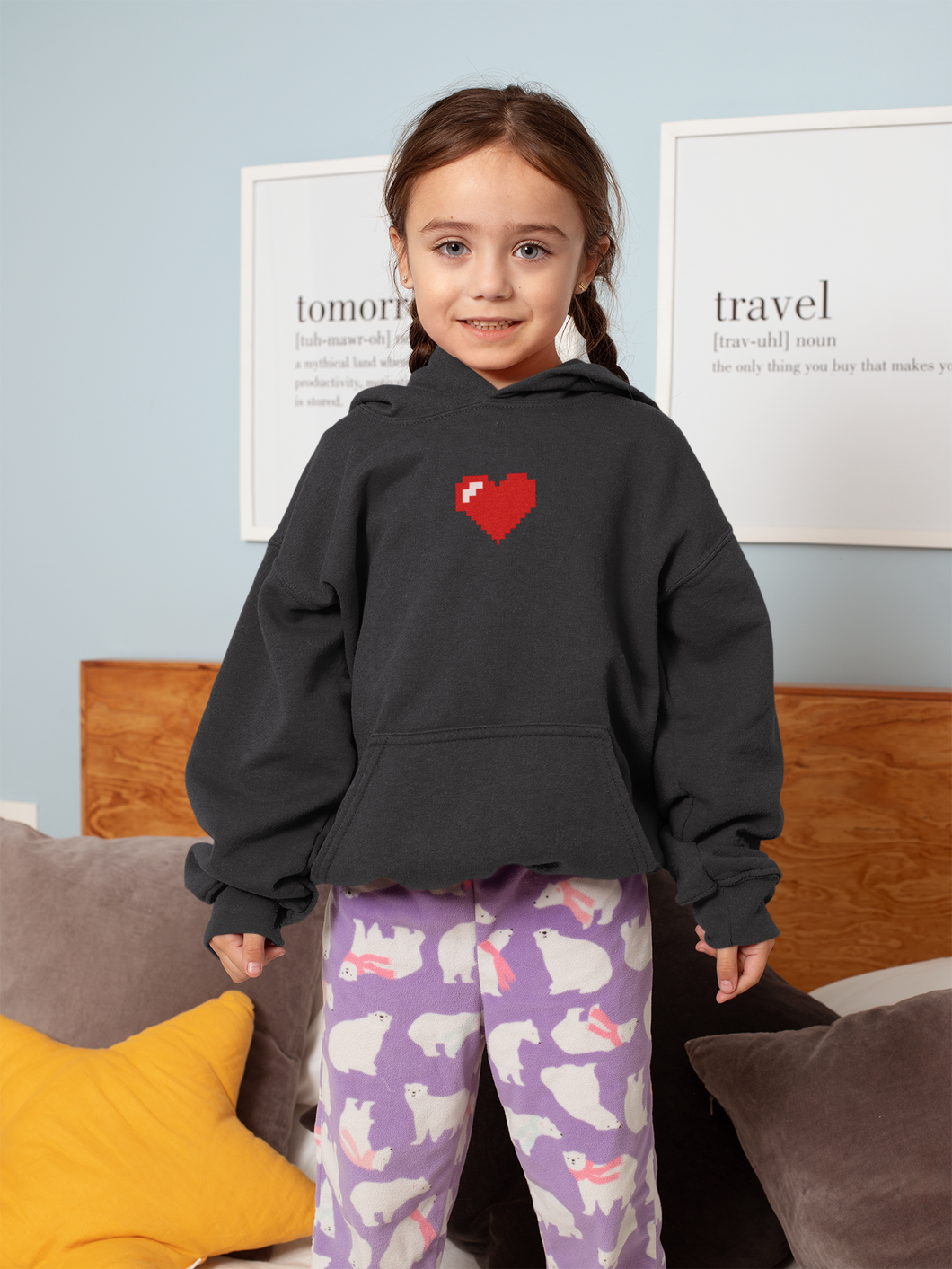 8 Bit Heart Minimal Girl Hoodies-KidsFashionVilla