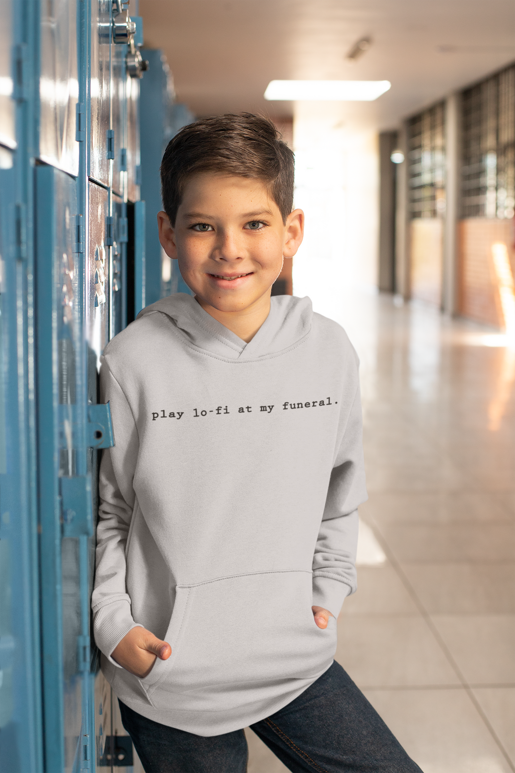 Play Lofi At My Funeral Minimal Boy Hoodies-KidsFashionVilla