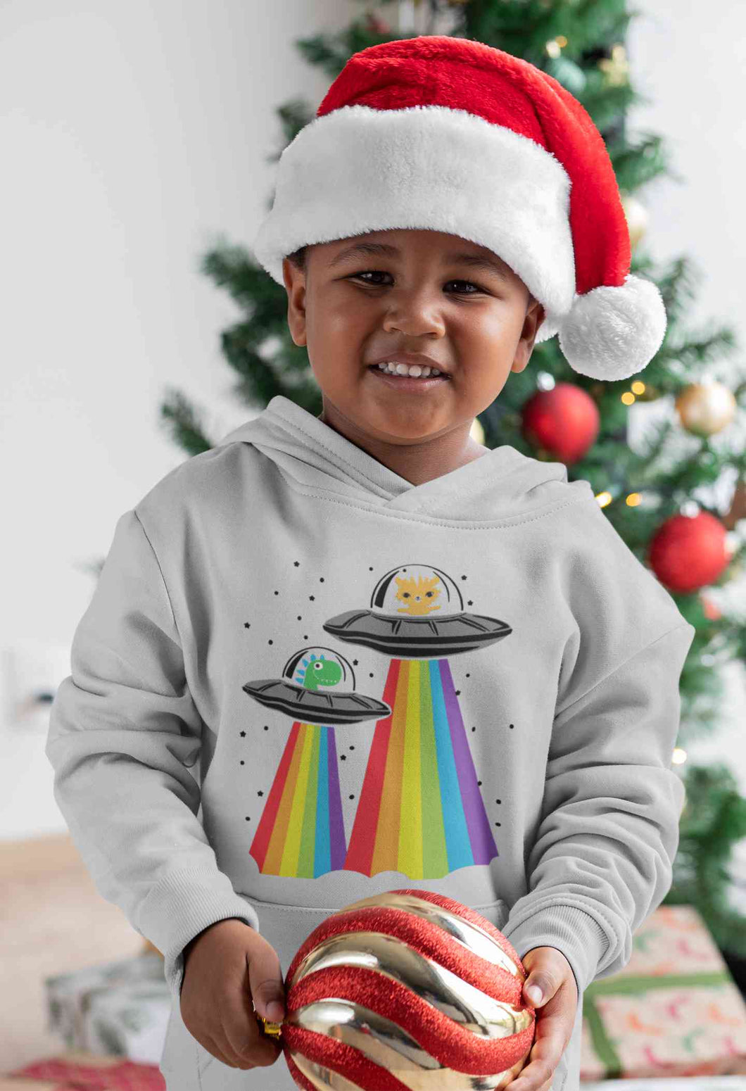 Rainbow Spaceship Cartoon Boy Hoodies-KidsFashionVilla