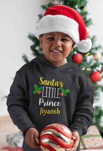 Customized Name Santas Little Prince Christmas Boy Hoodies-KidsFashionVilla