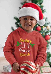 Customized Name Santas Little Prince Christmas Boy Hoodies-KidsFashionVilla