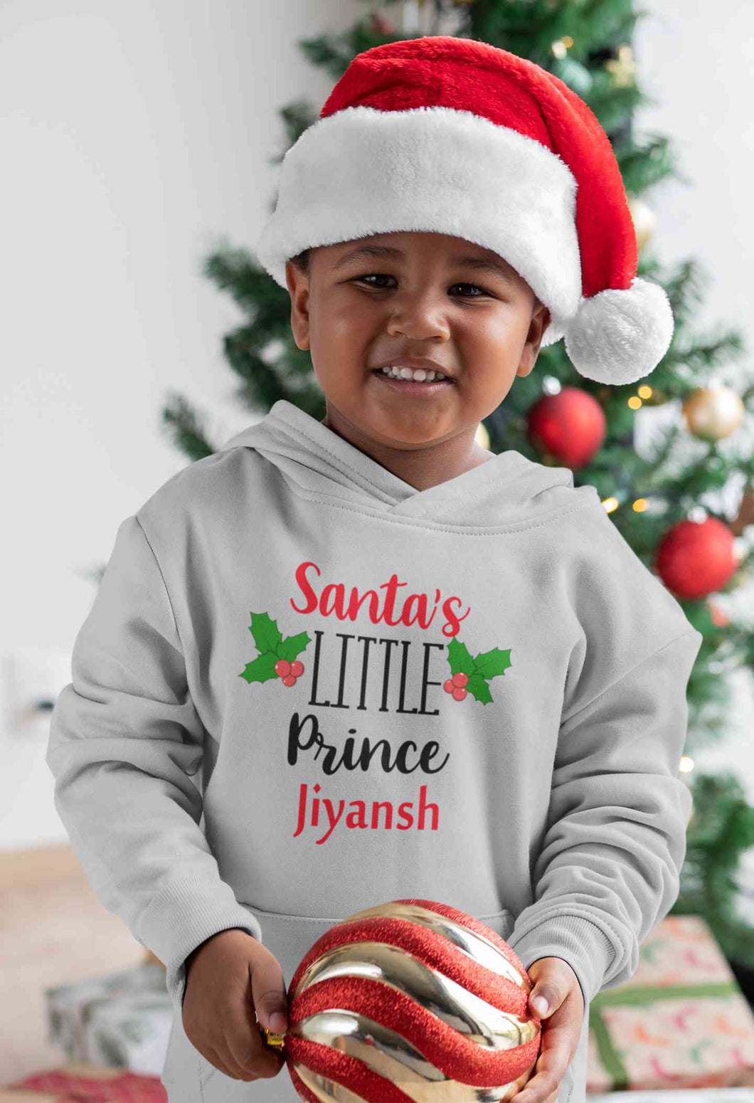 Customized Name Santas Little Prince Christmas Boy Hoodies-KidsFashionVilla