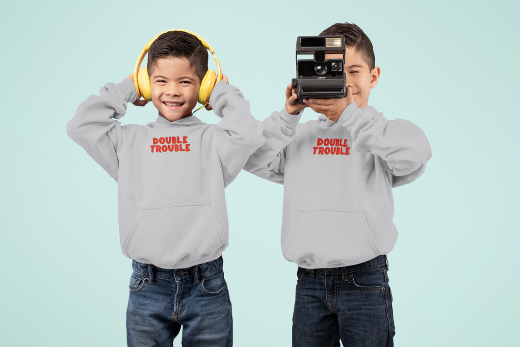 Double Trouble Twin Brother Kids Matching Hoodies -KidsFashionVilla