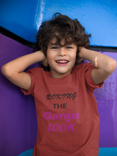 Load image into Gallery viewer, ROKING THE GANJU LOOK Half Sleeves T-Shirt for Boy-KidsFashionVilla
