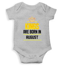 Load image into Gallery viewer, Kings are born in August Rompers for Baby Boy- FunkyTradition FunkyTradition
