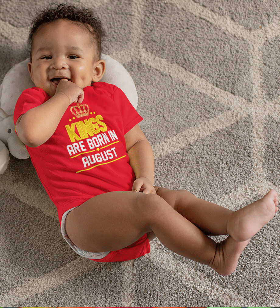 Kings are born in August Rompers for Baby Boy- FunkyTradition FunkyTradition