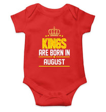 Load image into Gallery viewer, Kings are born in August Rompers for Baby Boy- FunkyTradition FunkyTradition
