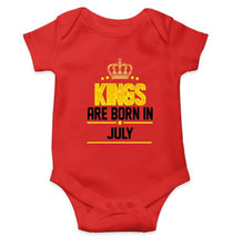 Load image into Gallery viewer, Kings are born in July Rompers for Baby Boy- FunkyTradition FunkyTradition
