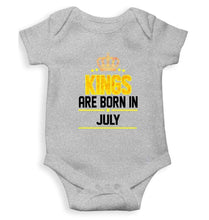 Load image into Gallery viewer, Kings are born in July Rompers for Baby Boy- FunkyTradition FunkyTradition
