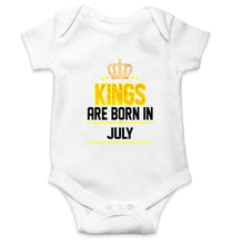 Load image into Gallery viewer, Kings are born in July Rompers for Baby Boy- FunkyTradition FunkyTradition
