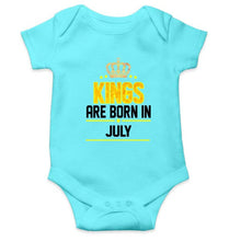 Load image into Gallery viewer, Kings are born in July Rompers for Baby Boy- FunkyTradition FunkyTradition
