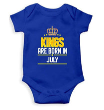 Load image into Gallery viewer, Kings are born in July Rompers for Baby Boy- FunkyTradition FunkyTradition
