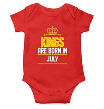 Load image into Gallery viewer, Kings are born in July Rompers for Baby Boy- FunkyTradition FunkyTradition
