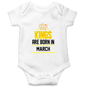 Kings are born in March Rompers for Baby Boy - FunkyTradition FunkyTradition