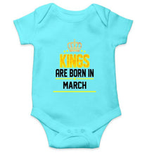 Load image into Gallery viewer, Kings are born in March Rompers for Baby Boy - FunkyTradition FunkyTradition
