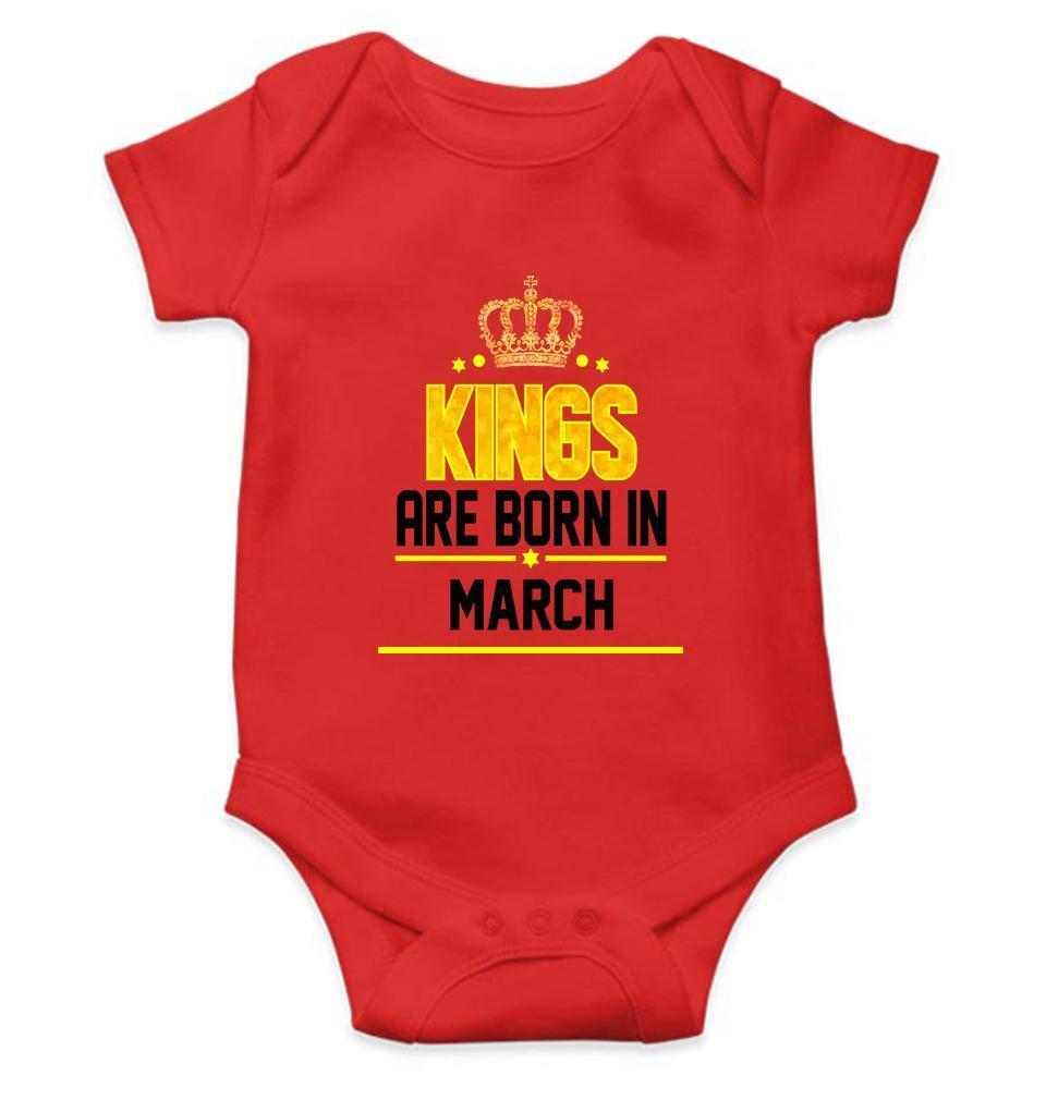 Kings are born in March Rompers for Baby Boy - FunkyTradition FunkyTradition