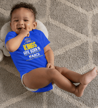 Load image into Gallery viewer, Kings are born in March Rompers for Baby Boy- FunkyTradition FunkyTradition
