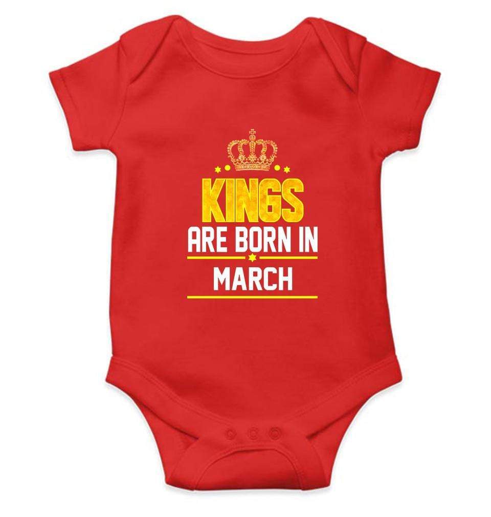 Kings are born in March Rompers for Baby Boy- FunkyTradition FunkyTradition