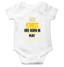 Load image into Gallery viewer, Kings are born in May Rompers for Baby Boy- FunkyTradition FunkyTradition
