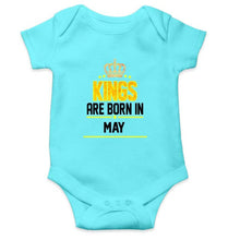 Load image into Gallery viewer, Kings are born in May Rompers for Baby Boy- FunkyTradition FunkyTradition
