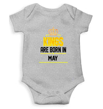 Load image into Gallery viewer, Kings are born in May Rompers for Baby Boy- FunkyTradition FunkyTradition
