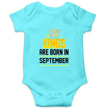 Load image into Gallery viewer, Kings are born in September Rompers for Baby Boy- FunkyTradition FunkyTradition
