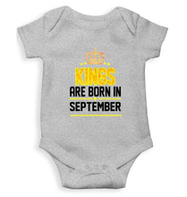 Load image into Gallery viewer, Kings are born in September Rompers for Baby Boy- FunkyTradition FunkyTradition
