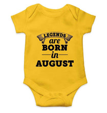 Load image into Gallery viewer, Legends are born in August Rompers for Baby Boy- FunkyTradition FunkyTradition
