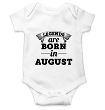 Load image into Gallery viewer, Legends are born in August Rompers for Baby Boy- FunkyTradition FunkyTradition
