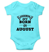 Load image into Gallery viewer, Legends are born in August Rompers for Baby Boy- FunkyTradition FunkyTradition
