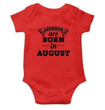 Load image into Gallery viewer, Legends are born in August Rompers for Baby Boy- FunkyTradition FunkyTradition
