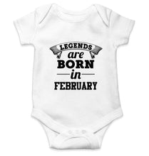 Load image into Gallery viewer, Legends are born in February Rompers for Baby Boy- FunkyTradition FunkyTradition
