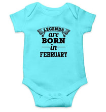 Load image into Gallery viewer, Legends are born in February Rompers for Baby Boy- FunkyTradition FunkyTradition
