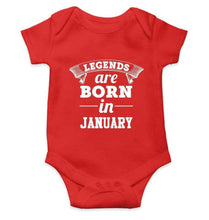 Load image into Gallery viewer, Legends are born in January Rompers for Baby Boy- FunkyTradition FunkyTradition
