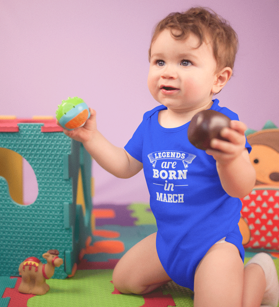 Legends are born in March Rompers for Baby Boy- FunkyTradition FunkyTradition